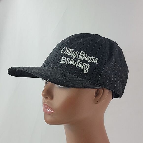 OSKAR BLUES CAP Canned BEER Apocalypse BREWERY FLEXFIT BLACK PIN STRIP L-XL HAT - Picture 1 of 10